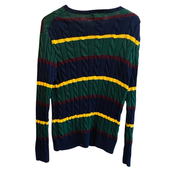 POLO RALPH LAUREN Iconic Striped Cable-Knit Cotton Sweater - Picture 2 of 6